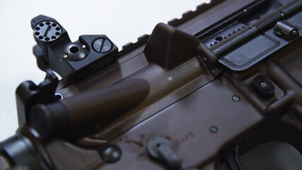 close up of ar15 assault military rifle with a sight. High quality photo