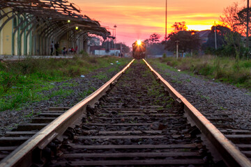 Fototapeta na wymiar Railway at Sunset