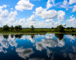 clouds reflecting on the lake
