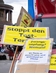 BERLIN, GERMANY August 29, 2020. Demo in Berlin with the police at the Victory Column against the...