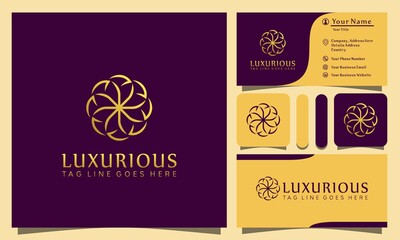 minimalist elegant gold luxury logos design vector illustration with line art style vintage, modern company business card template