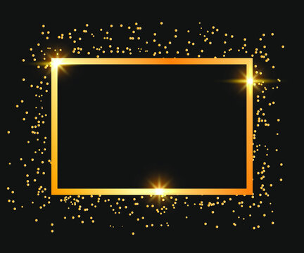 Vector golden frame set, shiny rectangle and square frames.