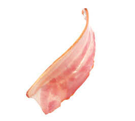 Fresh raw bacon slice on white background
