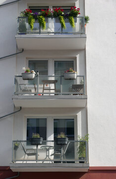 Small balconies on a facade
