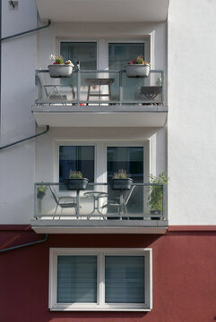 Small balconies on a facade