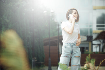 Hipster girl casual wear. Summer city portrait