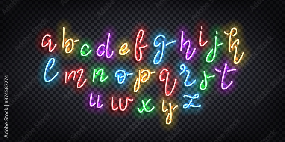 Fototapete vector realistic isolated neon sign of cursive font for template decoration and covering on the tran