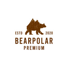 Animal Bear polar Vector Logo illustration design vintage