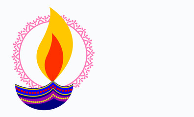 Deepawali graphic vector design with diya mandala graphic artwork.