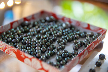 Beautiful, shiny black Tahitian pearls