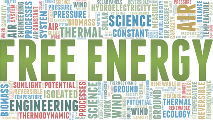 Free energy vector illustration word cloud isolated on a white background.