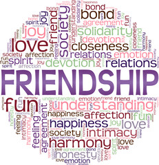 Friendship vector illustration word cloud isolated on a white background.