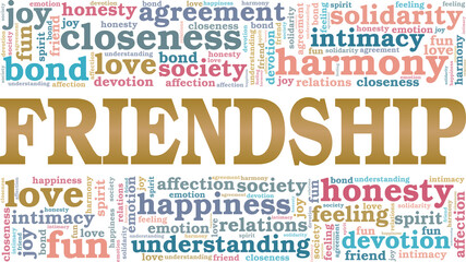 Friendship vector illustration word cloud isolated on a white background.