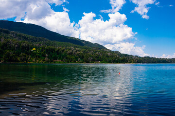 View of Nahuel Huapi Lake from Manzano Port (Puerto Manzano). Villa La Angostura, Argentina