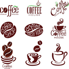 set of coffee shop logo vector design for business, product, icon, and company logo. editable stroke