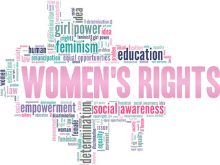 Women's rights vector illustration word cloud isolated on a white background.