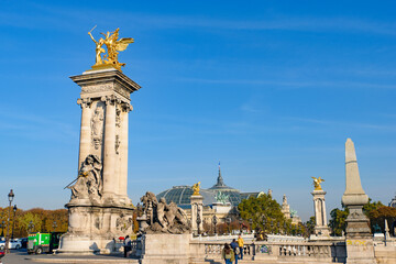 Fototapeta na wymiar Pont Alexandre III, an arch bridge across the River Seine in Paris, France
