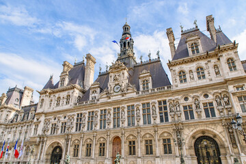 Fototapeta na wymiar Hôtel de Ville (City Hall) in Paris, France