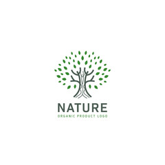 Obraz premium Nature green tree logo icon for nature based product or company vector design