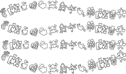 vector cartoon heart shape love border background