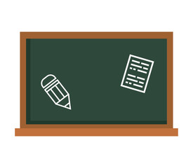 School green board with pencil and paper icon design, Education class lesson and knowledge theme Vector illustration