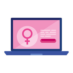 female gender in laptop of breast cancer awareness design, campaign and prevention theme Vector illustration