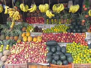 Delicious seasonal fruits store in Asia