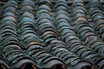 old tiles roof in an ancient european village 