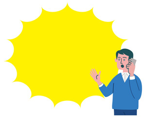 男性　携帯電話　驚いている　衝撃
