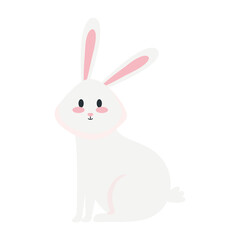 Cute white rabbit cartoon design, Animal life nature and character theme Vector illustration