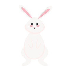 Cute white rabbit cartoon design, Animal life nature and character theme Vector illustration