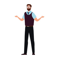 Man cartoon with glasses design, Boy male person people human social media and portrait theme Vector illustration