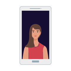 woman cartoon in smartphone design, Girl female person people human and social media theme Vector illustration