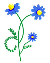 Blue Daisy Bush isolated on a white background. Vector image