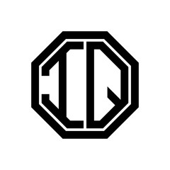 IQ initial monogram logo, octagon shape, black color