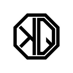 KQ initial monogram logo, octagon shape, black color