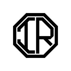 IR initial monogram logo, octagon shape, black color