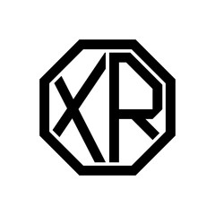 XR initial monogram logo, octagon shape, black color