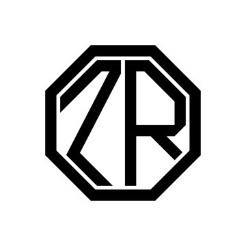 recommend clip art: ZR initial monogram logo, octagon shape, black color