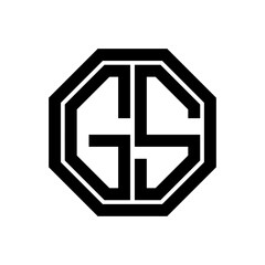 GS initial monogram logo, octagon shape, black color