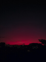 purple sunset in the city