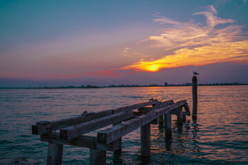 Sunset Above a old Boat Jetty