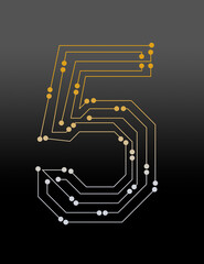 digital style for backgrounds and titles with the number 5