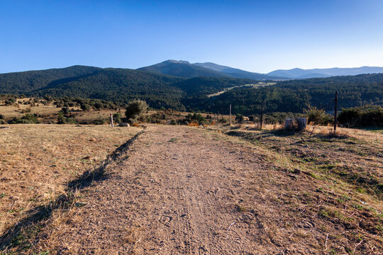 Route through the Sierra de Guadarrama National Park, in Segovia and Madrid. Castilla y Leon, Spain