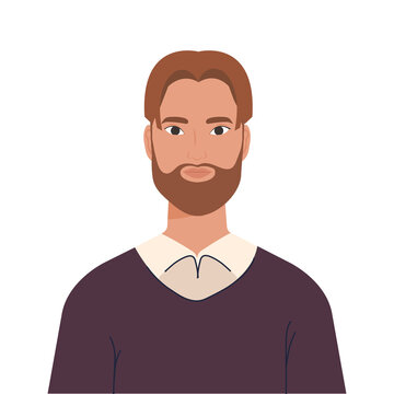 man cartoon with beard design, Boy male person people human social media and portrait theme Vector illustration