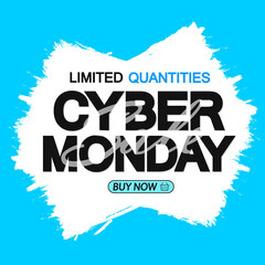 Cyber Monday Sale,  banner design template, final offer, grunge brush, vector illustration
