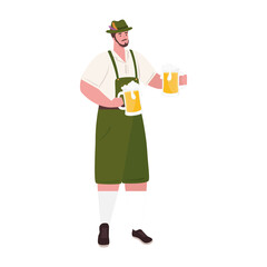 man cartoon with traditional cloth and beer design, Oktoberfest germany festival and celebration theme Vector illustration