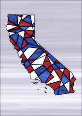 stained glass style design for decoration with the shape of the territory of California