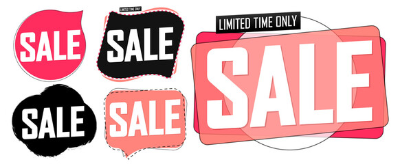 Set Sale banners design template, discount tags, vector illustration