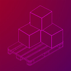 Cargo pallet for warehouse with boxes